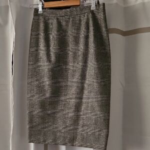 Brioni Black and Gray Checkered Pencil Skirt